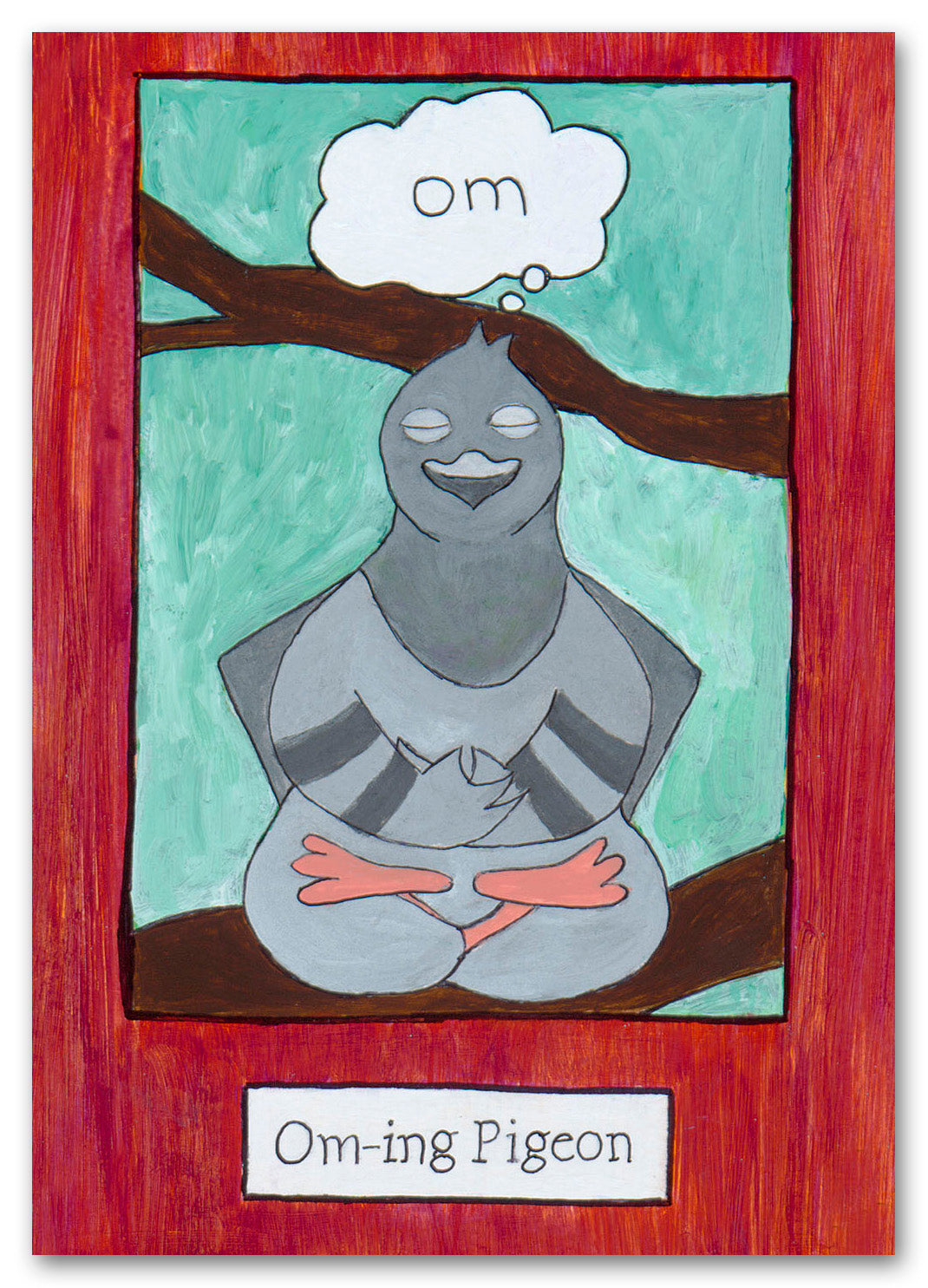 Om-ing Pigeon Greeting Card