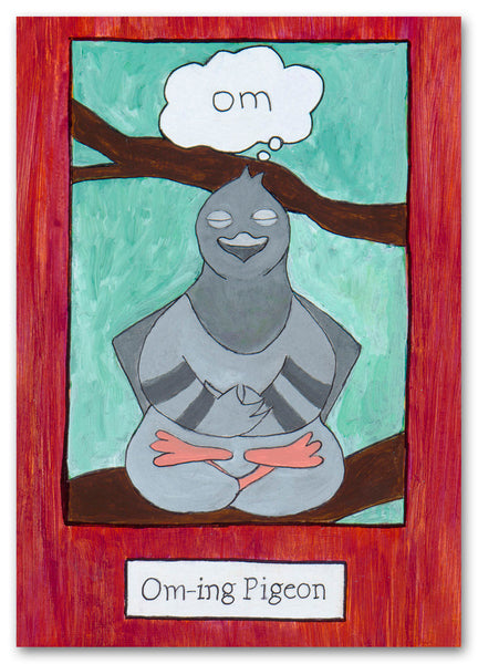 Om-ing Pigeon Greeting Card